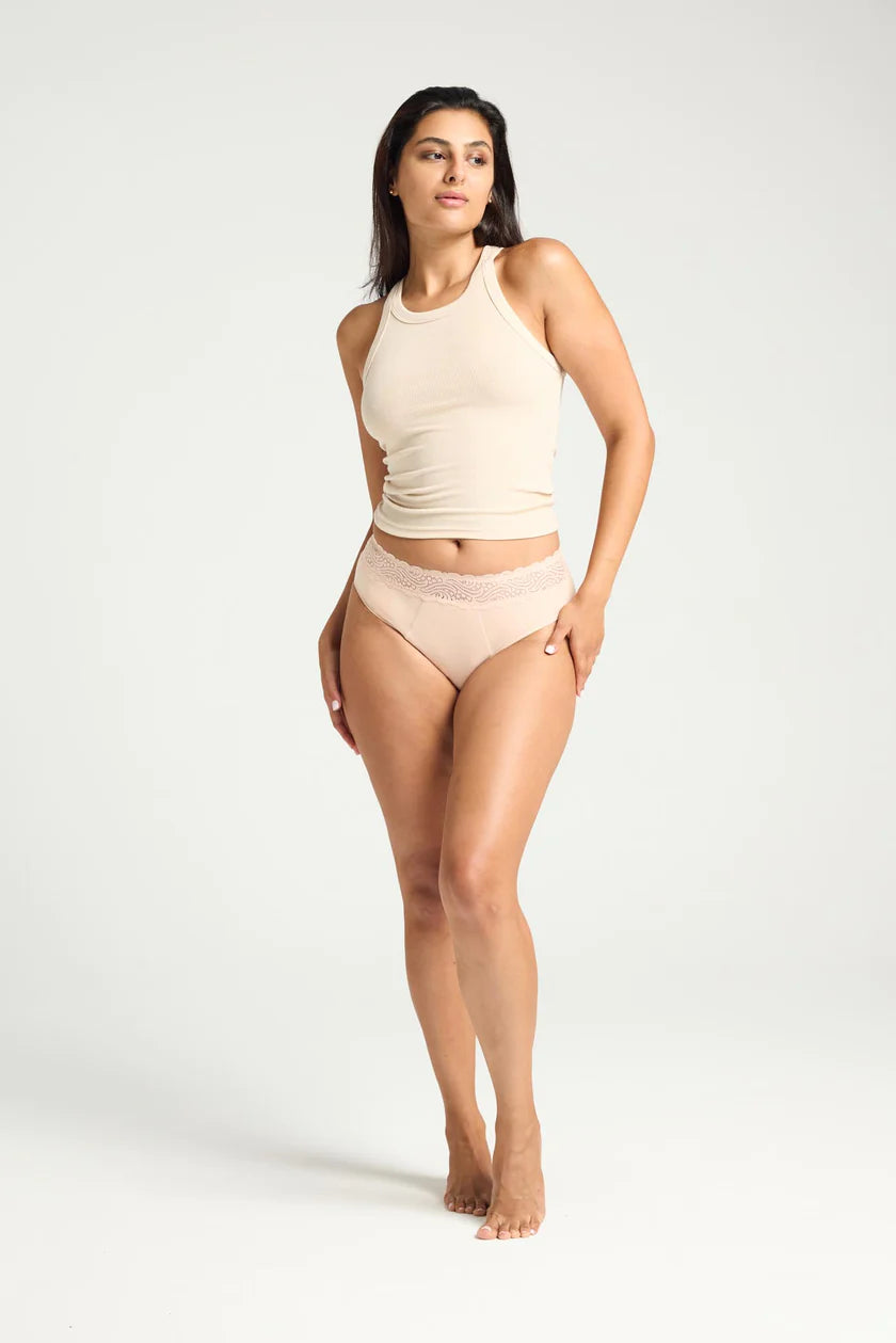 Modibodi - Sensual Hi Waist Bikini Maxi 24h, Beige 🩸x10