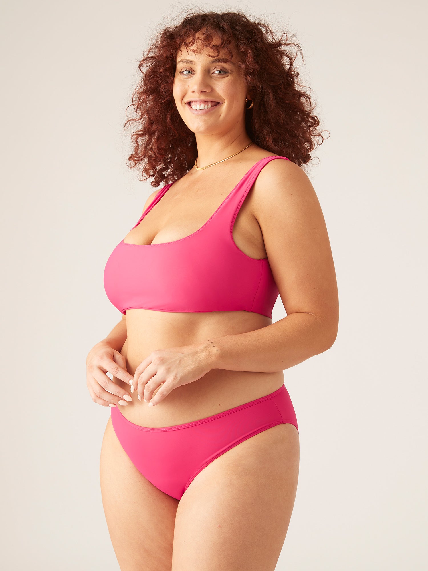 Recycled Swimwear Crop Top, Panther Pink