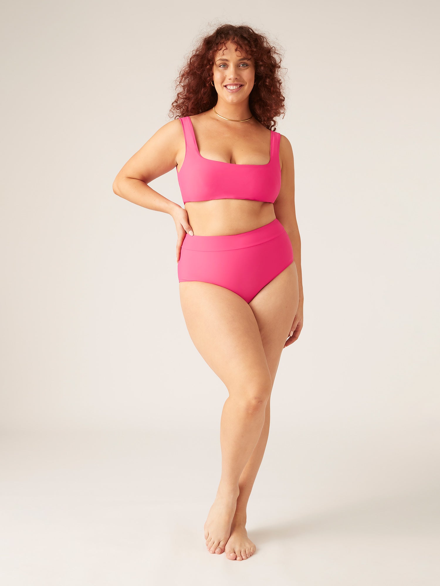 Recycled Swimwear Crop Top, Panther Pink