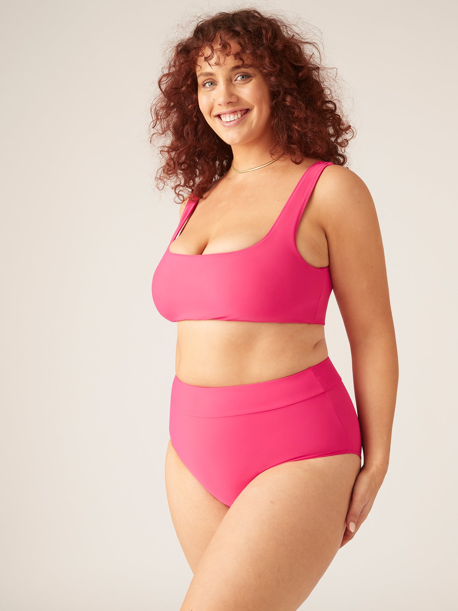 Recycled Swimwear Crop Top, Panther Pink