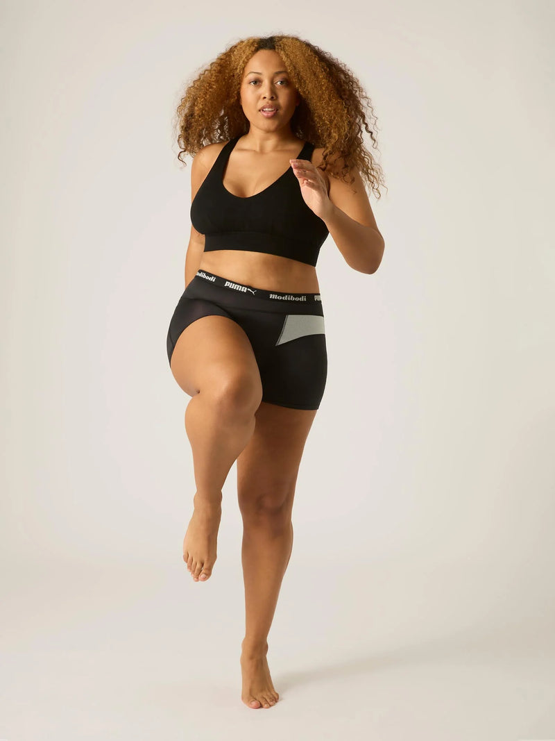 Puma x Modibodi Active Long Boyshort Moderate-Heavy Black/ Platinum Grey