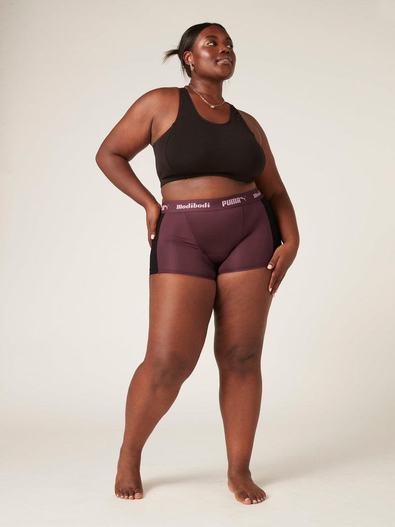 MODIBODI - Puma x Modibodi Active Boyshort Moderate-Heavy, Grape Wine/Black 🩸🩸🩸