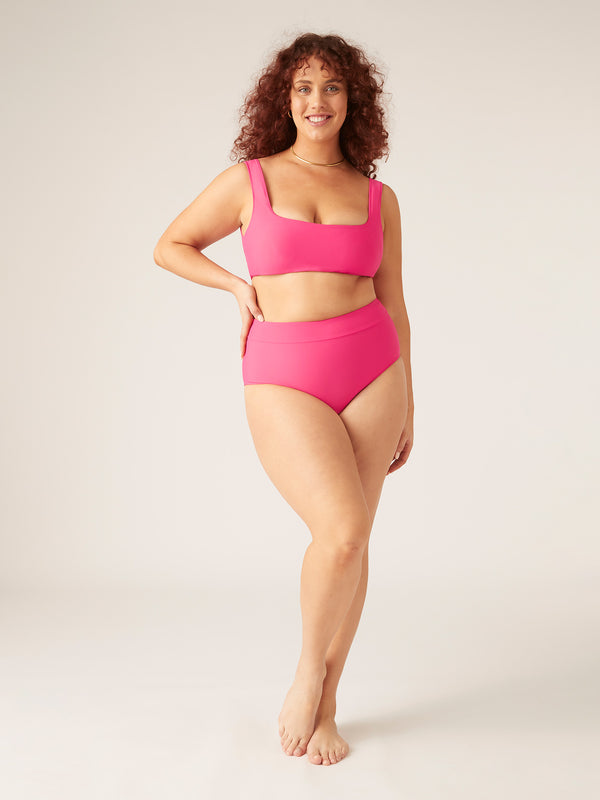 MODIBODI - Recycled Swimwear Hi-Waist Bikini Brief Light-Moderate, Panther Pink 🩸🩸